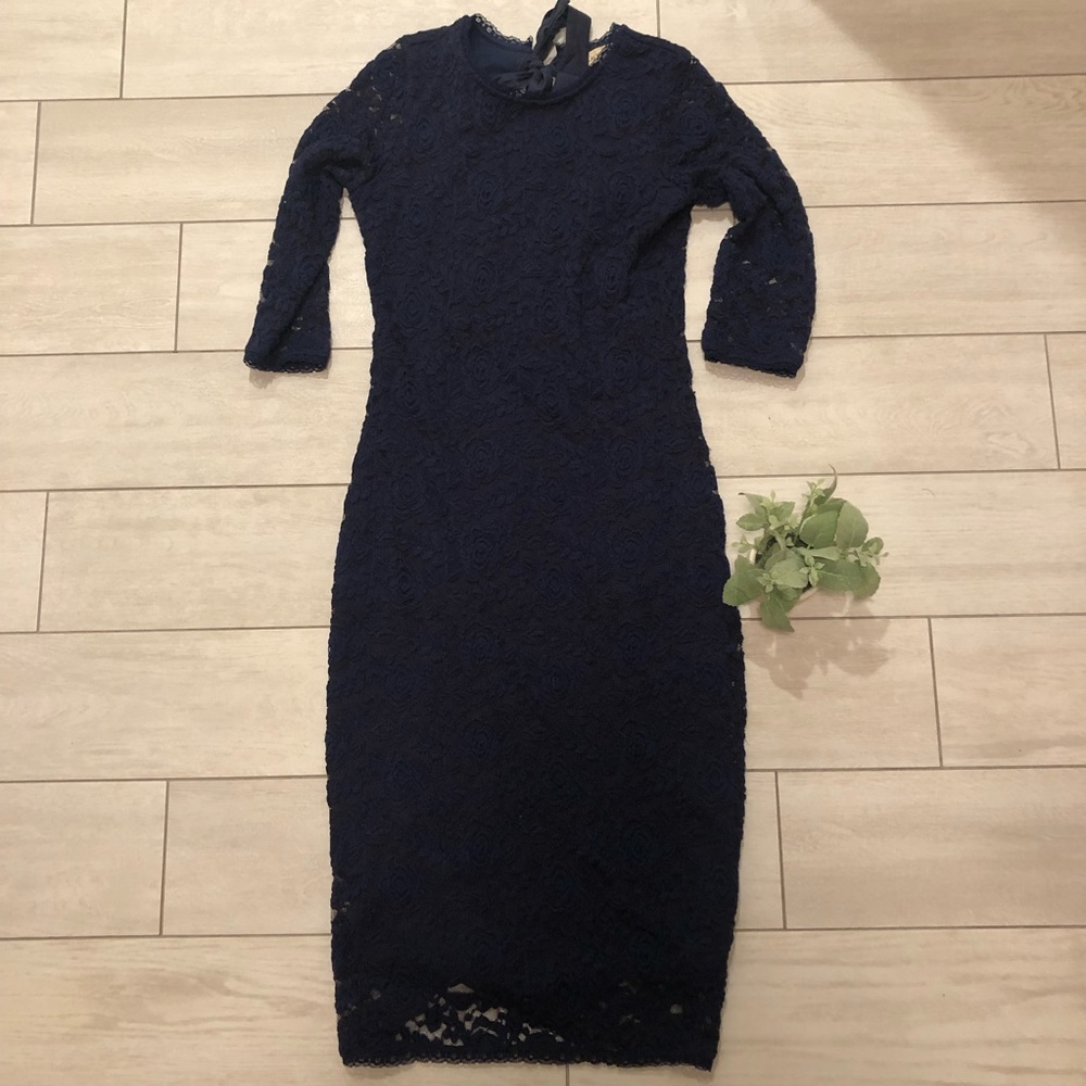 Lace Midi Keyhole Back Dress